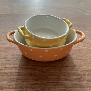 NWT Set of Two Mini Bowls with Polka Dots
